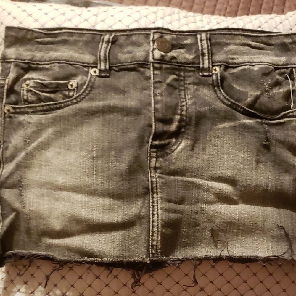 BUTTON FLY...Denim super MINI skirt